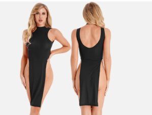 See Through High Slit Gown Sheer Maxi Dress